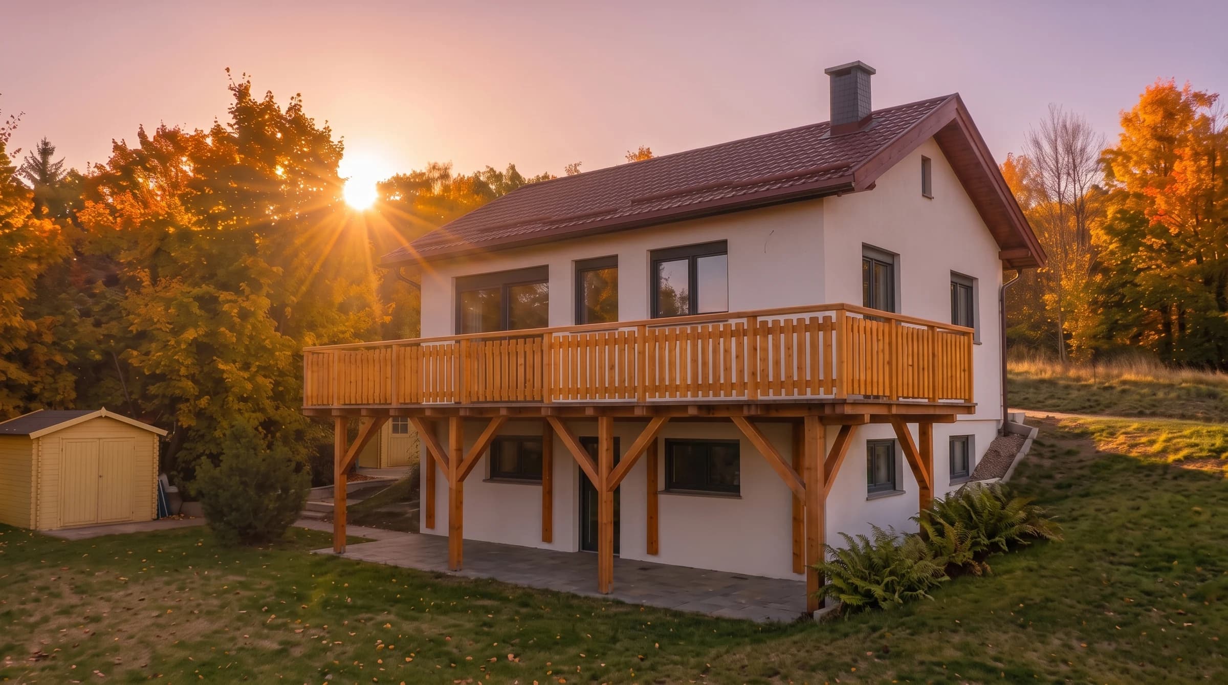 Einfamilienhaus Neulichtenberg bei Sonnenuntergang